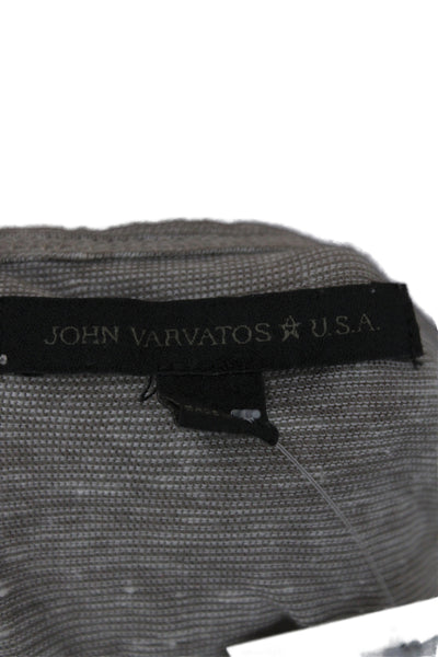 John Varvatos Star USA Mens Gray Crew Neck Short Sleeve Linen Tee Size L