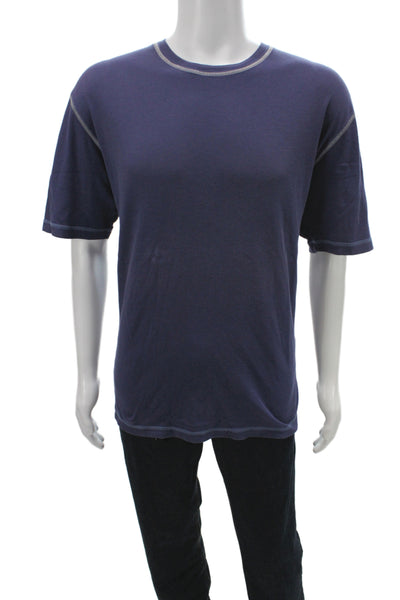 Zegna Sport Mens Basic T-Shirt Blue 100% Cotton Crew Neck Short Sleeve Size XL