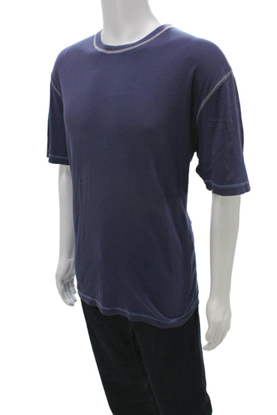 Zegna Sport Mens Basic T-Shirt Blue 100% Cotton Crew Neck Short Sleeve Size XL