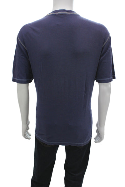 Zegna Sport Mens Basic T-Shirt Blue 100% Cotton Crew Neck Short Sleeve Size XL