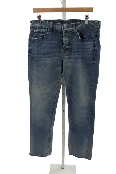 7 For All Mankind Womens Straight Jeans Blue Cotton Size 34