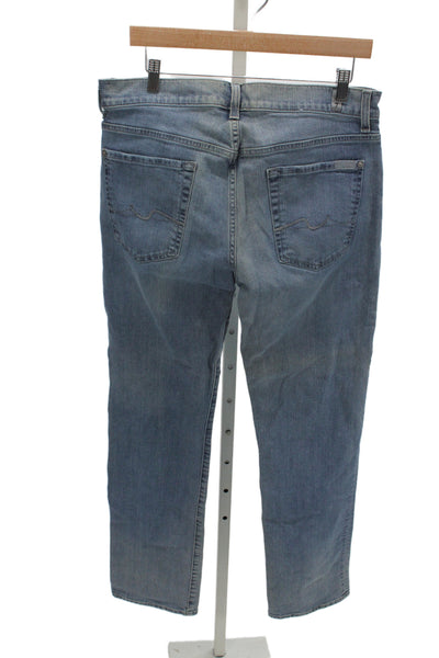 7 For All Mankind Womens Straight Jeans Blue Cotton Size 34
