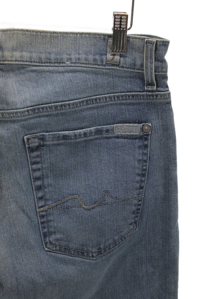 7 For All Mankind Womens Straight Jeans Blue Cotton Size 34