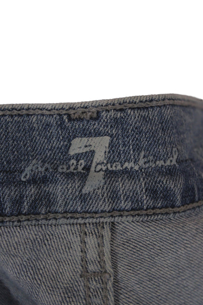 7 For All Mankind Womens Straight Jeans Blue Cotton Size 34