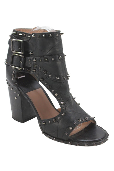 Laurence Decade Womens Leather Studded Cut Out Sandal Heels Black Size 38 8