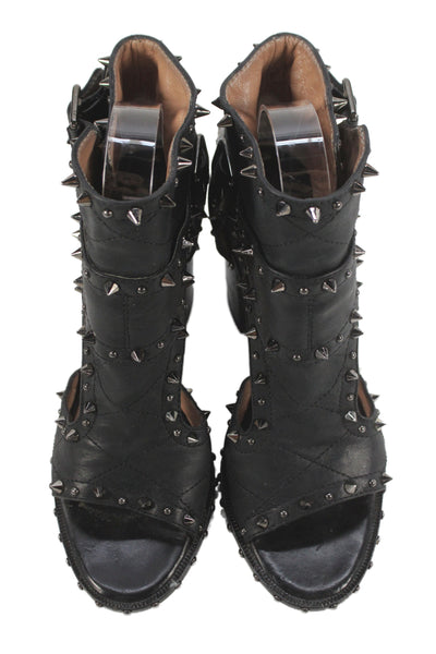 Laurence Decade Womens Leather Studded Cut Out Sandal Heels Black Size 38 8