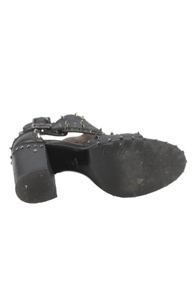Laurence Decade Womens Leather Studded Cut Out Sandal Heels Black Size 38 8