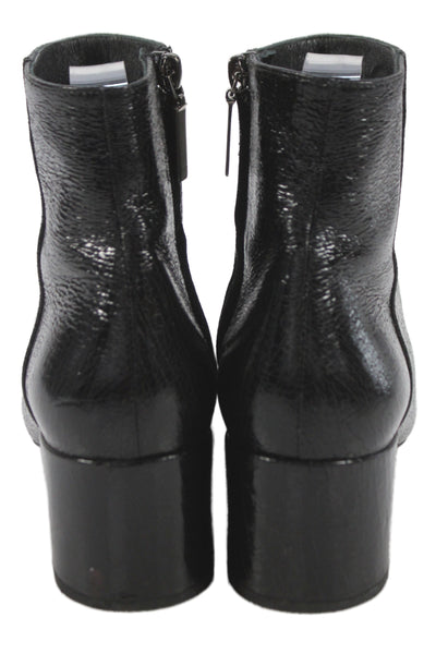 Saint Laurent Womens Patent Leather Zip Up Ankle Boots Black Size 37 7
