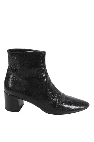 Saint Laurent Womens Patent Leather Zip Up Ankle Boots Black Size 37 7