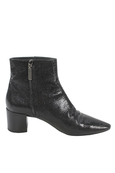 Saint Laurent Womens Patent Leather Zip Up Ankle Boots Black Size 37 7