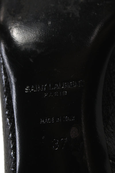 Saint Laurent Womens Patent Leather Zip Up Ankle Boots Black Size 37 7