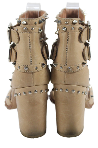 Laurence Dacade Womens Leather Studded Sandals Heels Beige Size 37 7