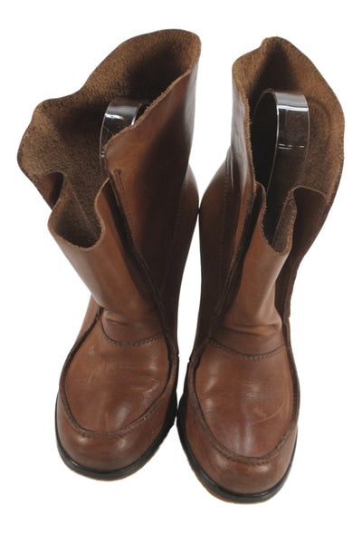 Maison Martin Margiela Womens Leather Ankle Booties Brown Size 37 7