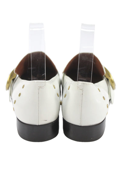 Coach Wonmens Patent Leather Studded Slide On Loafers White Size 7.5 B