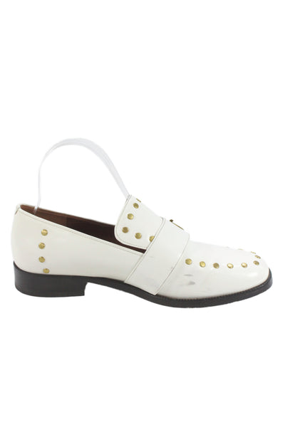 Coach Wonmens Patent Leather Studded Slide On Loafers White Size 7.5 B