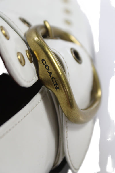 Coach Wonmens Patent Leather Studded Slide On Loafers White Size 7.5 B