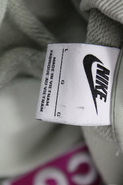 Nike Mens Pullover Sweatshirt Green Crew Neck 100% Cotton Size L