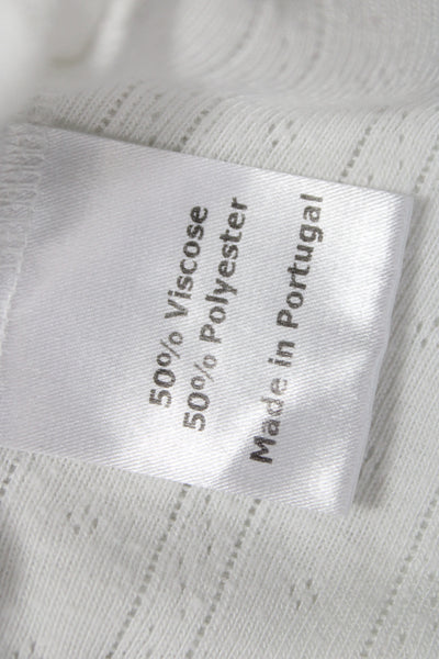 La Ligne Women Basic Striped White T-Shirt Short Sleeve Viscose Size L