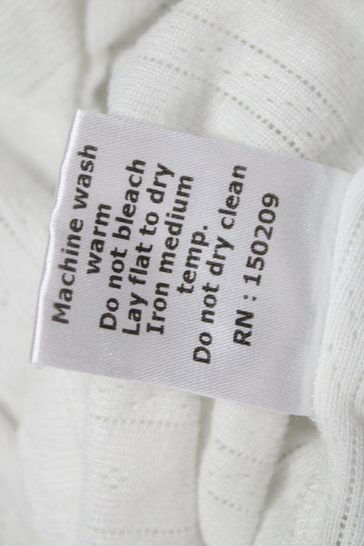 La Ligne Women Basic Striped White T-Shirt Short Sleeve Viscose Size L