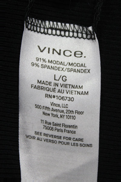 Vince Women Basic Black Crew Neck 3/4 Sleeve T-Shirt Modal Size L