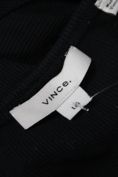 Vince Women Basic Black Crew Neck 3/4 Sleeve T-Shirt Modal Size L