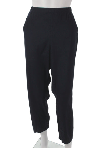 Maria + Cornejo Womens Harem Pants Black Silk Pull On Minimalist Size 14