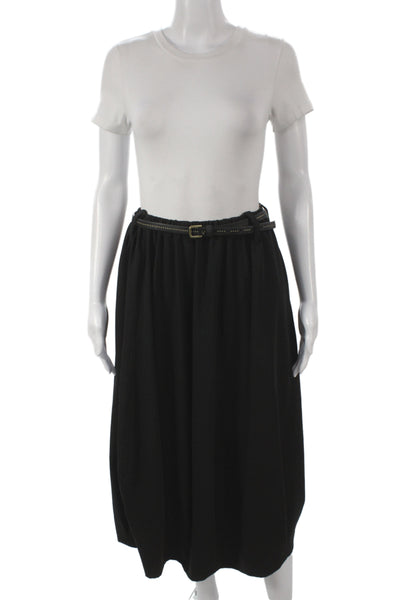 Chronicle Women A-Line Skirt Black Midi Polyester Size 2