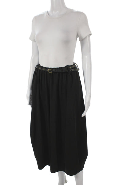 Chronicle Women A-Line Skirt Black Midi Polyester Size 2