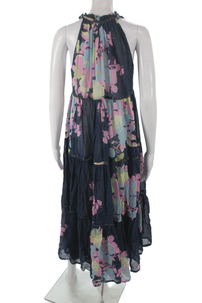 Yvonne S Women Maxi Floral Halter Tie Cotton Long Sleeveless Boho Dress Size S