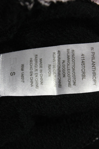 Philanthropy Women Black Leopard Jogger Pants Drawstring Cotton Blend Size S