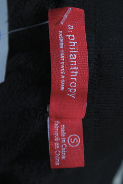 Philanthropy Women Black Leopard Jogger Pants Drawstring Cotton Blend Size S