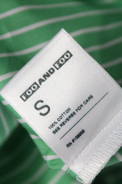 Foo and Foo Womens Basic Striped Collared Button-Up Long Sleeve Green Size S