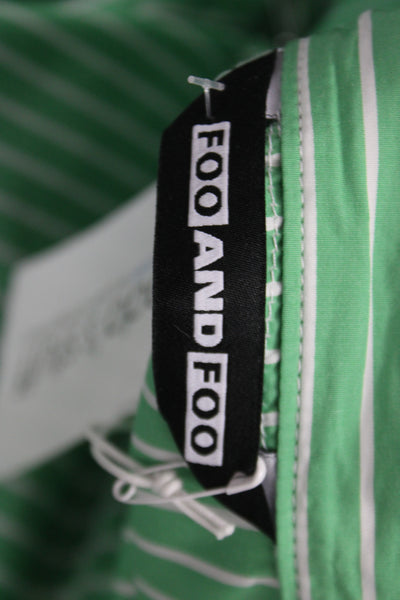 Foo and Foo Womens Basic Striped Collared Button-Up Long Sleeve Green Size S