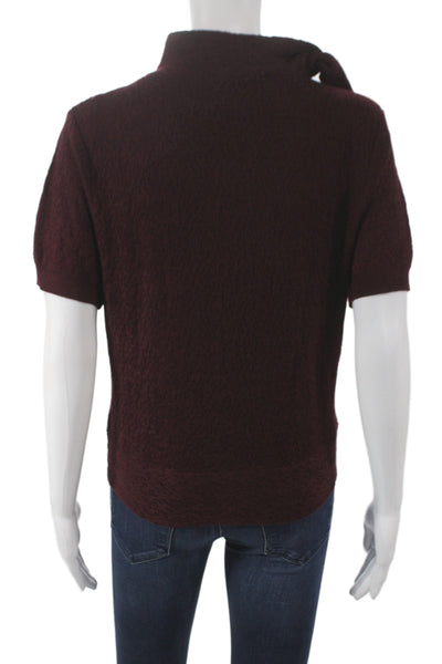 Zara Women Purple Mock Neck Pullover Short Sleeve Casual Size M