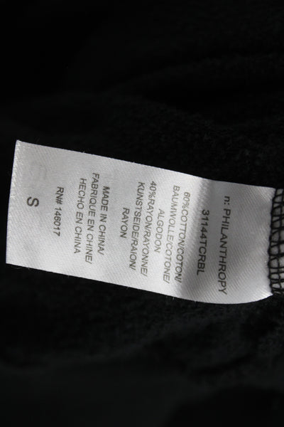 Philanthropy Women Pullover Hoodie Black Leopard Animal Print Size S