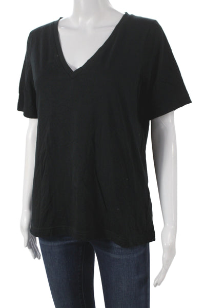 COS Women Black V-Neck Basic Cotton Short Sleeve T-Shirt Size S