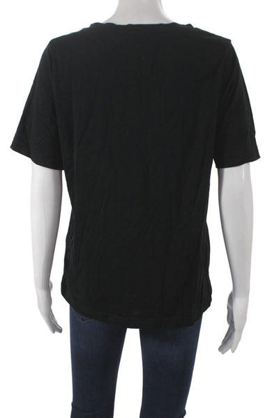 COS Women Black V-Neck Basic Cotton Short Sleeve T-Shirt Size S