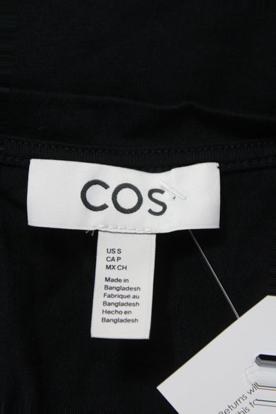 COS Women Black V-Neck Basic Cotton Short Sleeve T-Shirt Size S