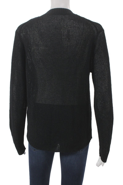 Muji Womens Cardigan Black V-Neck Long Sleeve 36% Polyester Size M
