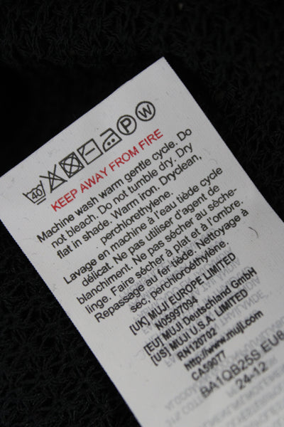 Muji Womens Cardigan Black V-Neck Long Sleeve 36% Polyester Size M