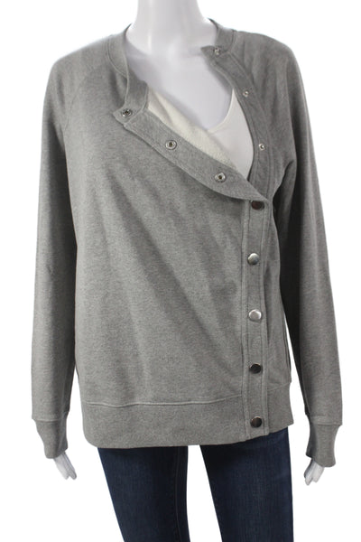 Derek Lam 10 Crosby Womens Jersey Button-Up Gray Cotton Size S