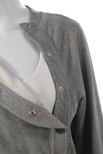 Derek Lam 10 Crosby Womens Jersey Button-Up Gray Cotton Size S