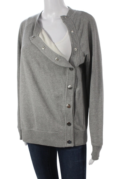 Derek Lam 10 Crosby Womens Jersey Button-Up Gray Cotton Size S