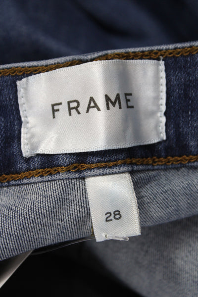 Frame Womens Bootcut Mid Rise Jeans Blue Cotton Blend Button Size 28