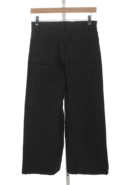 Frame Womens Wide-Leg Black Cotton Jeans Size 28