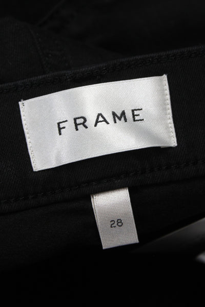 Frame Womens Wide-Leg Black Cotton Jeans Size 28