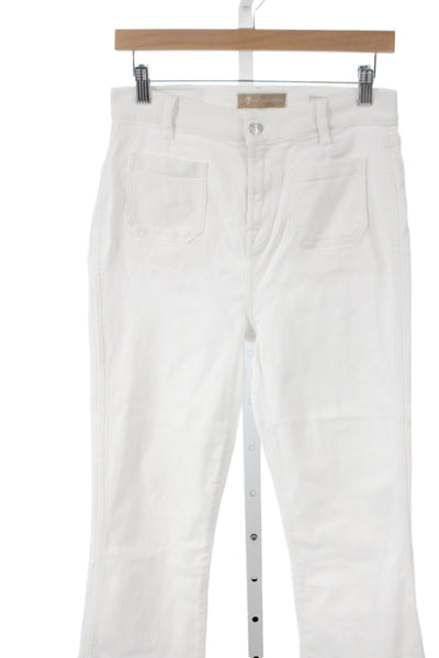 7 For All Mankind Women Cropped White Jeans Cotton Size 30