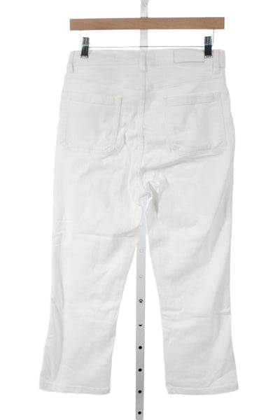 7 For All Mankind Women Cropped White Jeans Cotton Size 30