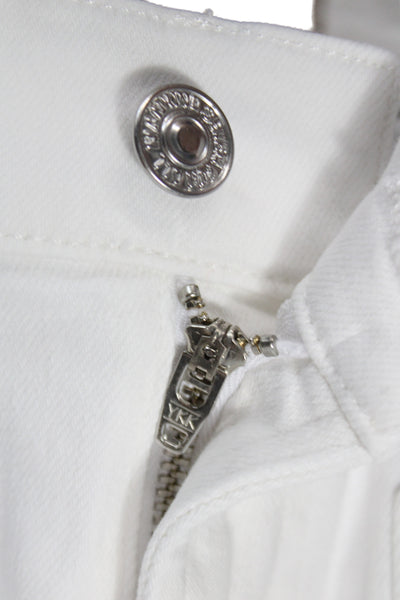 7 For All Mankind Women Cropped White Jeans Cotton Size 30