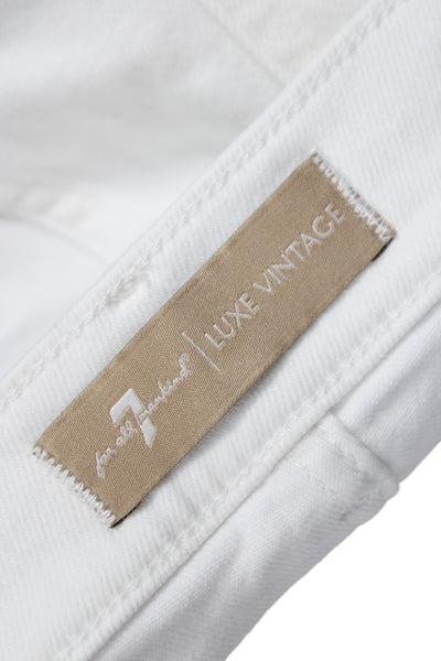 7 For All Mankind Women Cropped White Jeans Cotton Size 30